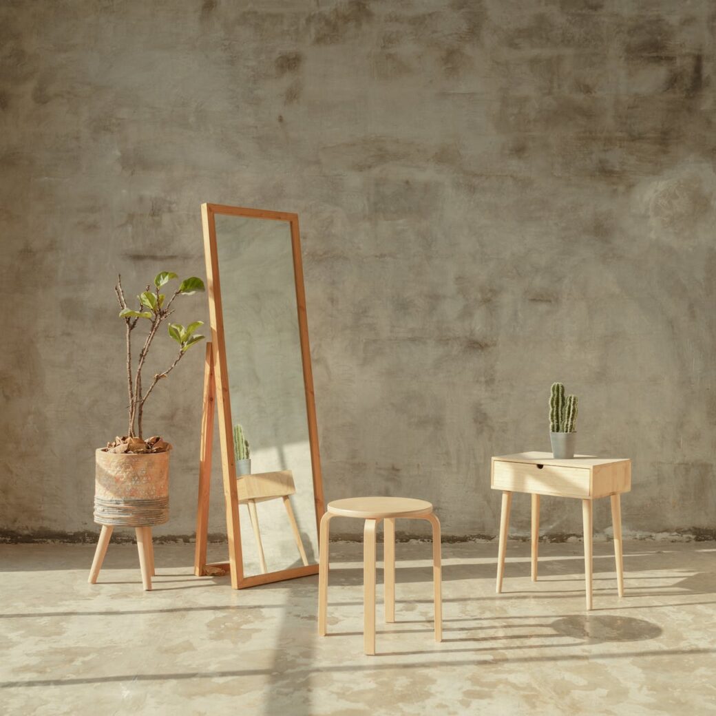 brown wooden table with chair